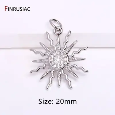 Image de Pendentifs Soleil Or 14K - Breloques Zircon pour Bijoux DIY