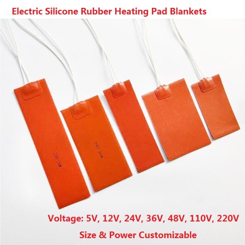 Image of Flexible Waterproof Silicone Heating Pad for 3D Printers and Industrial Use – Multi-Voltage Electric Heating Mat with Adhesive Backing