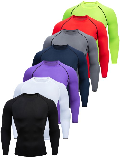 Image of Men's Compression Shirts: Get Fit Fast With Long Sleeve Athletic Workout Tops!
