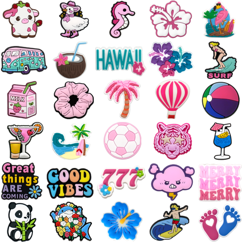 Image de Breloques Roses Hawaïennes pour Sandales - Déco Floraux & Animaux