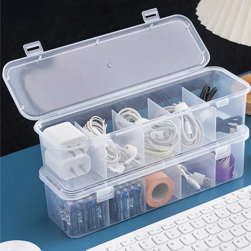 Imagen de Caja organizadora de cables de datos transparente, organizador de tarjetas a prueba de polvo con tapa, caja de colección para oficina y hogar