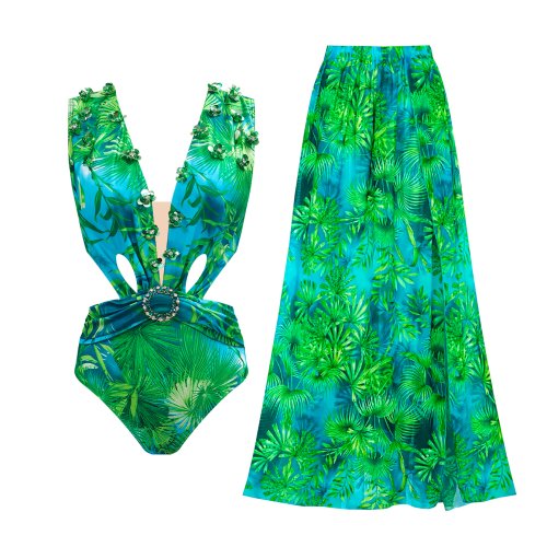 Imagen de Conjunto de Bikini Brasileño con Estampado de Diamantes para Mujer, Traje de Baño Sexy con Falda, Ropa de Playa Elegante y Moderna 2024