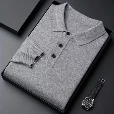 Pull Homme Col Polo Laine Mérinos - Chaud & Élégant