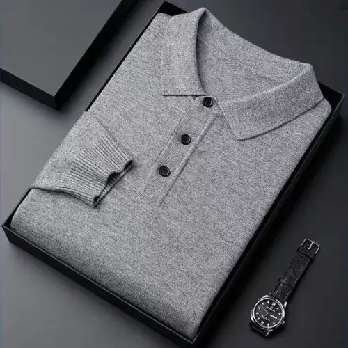 Image de Pull Homme Col Polo Laine Mérinos - Chaud & Élégant