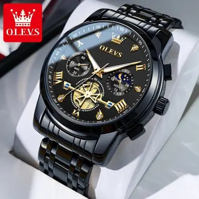 Image de Montre de Couple Luxe Chronographe Étanche avec Phase de Lune