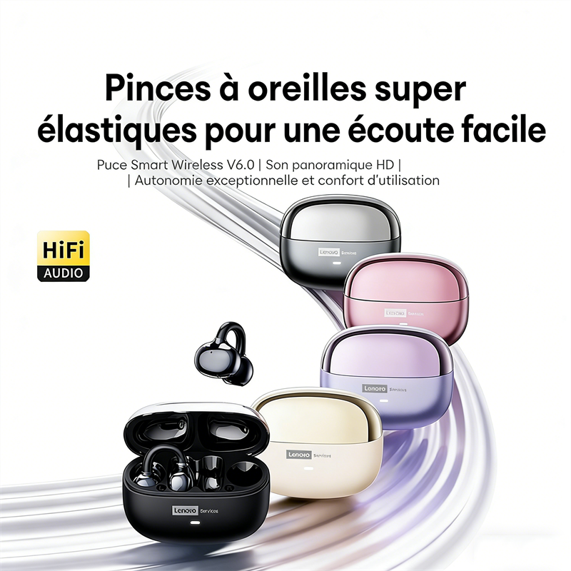 Image de Casque Bluetooth Lenovo LE302, Écouteurs Sportifs à Clip d'oreille