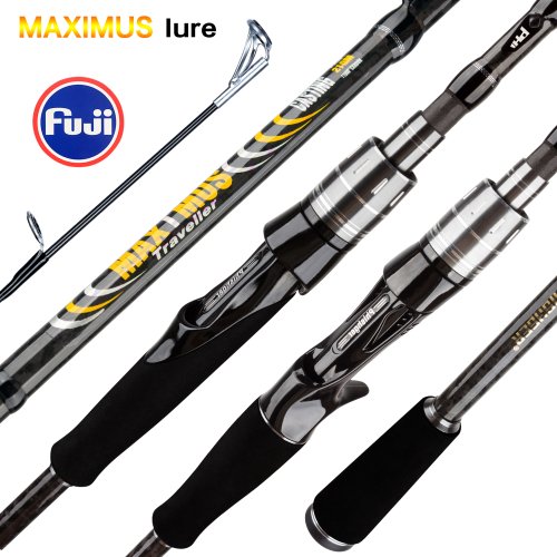 Immagine di Canna da pesca con esca MAXIMUS 1.8m 2.1m 2.4m 2.7m 3.0m 30T Spinning in carbonio Baitcasting Guida FUJI Casting da viaggio 3-35g L/M/MH BIUTIFU