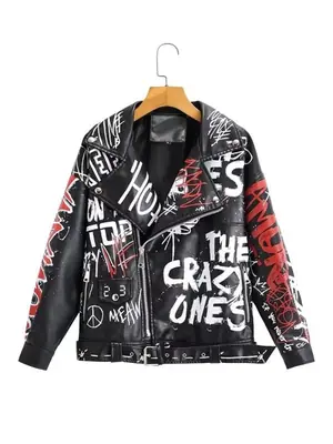 Image de Veste Faux Cuir Femme - Style Moto Élégant & Tendance