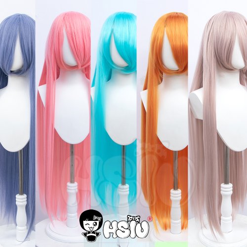 Image of Vibrant 100cm Long Synthetic Anime Cosplay Wig - 44 Colors Available with Free Wig Cap for Women and Girls