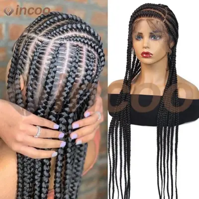 Image de Perruque Tressée Cornrow 36'' - Style Naturel & Sans Nœuds