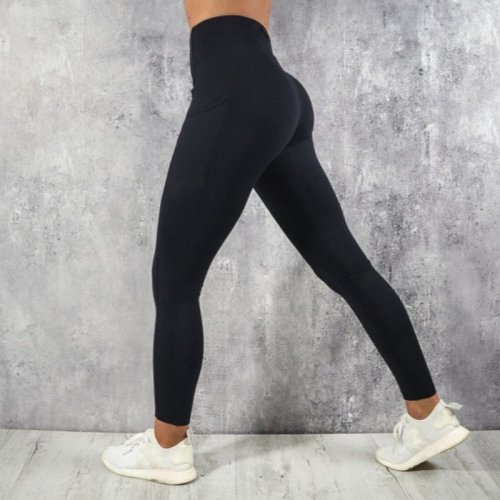 Afbeelding van Yoga Fitness Damesleggings Hoge taille panty met zak Gym Workout Hardlopen Rekbaar Sexy Butt Lifting Casual skinny broek