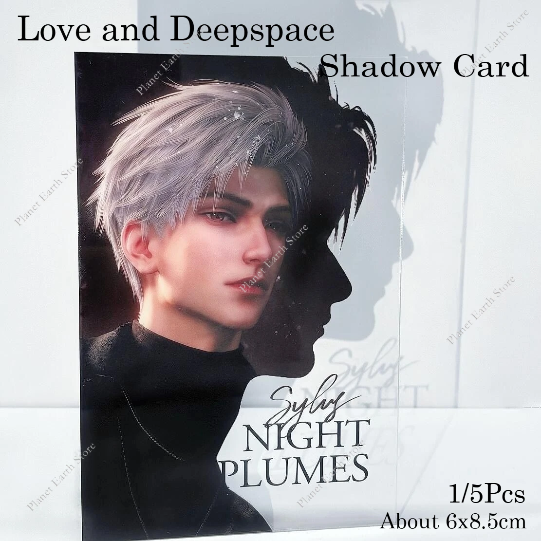 Afbeelding van 1/5 Stuks Liefde en Deepspace Creatieve Transparant Acryl Kaart Sylus Rafayel Zayne Xavier Caleb Anime Shadow Card desktop Decor