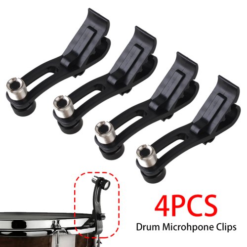 Imagen de Juego de 4 Clips para Micrófono de Tambor con Abrazadera Ajustable y Soporte de Montaje para Llanta de Tambor