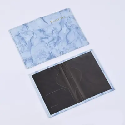 Image de Porte-passeport en cuir PU style marbre élégant