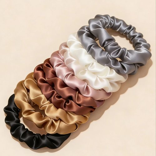 Bild von Set mit 100, 60, 30, 3 und 6 Stück farbenfrohen Haarschleifen für Frauen – elastische Scrunchies aus weichem Baumwollgemisch, modische Haaraccessoires für jeden Tag