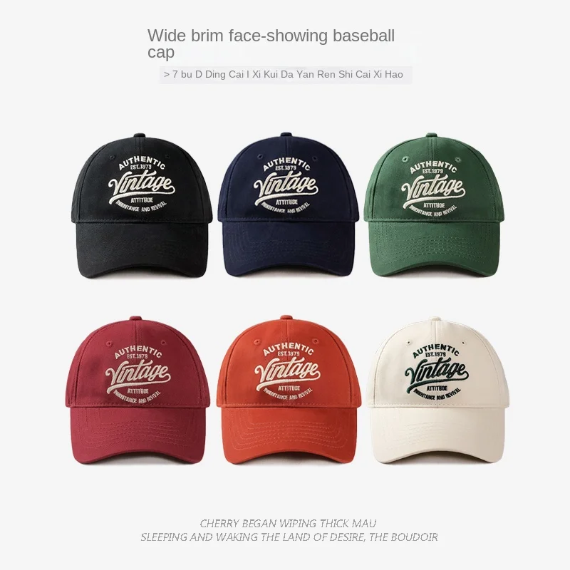 Imagen de Gorras de béisbol bordadas Vintage coreanas para hombres y mujeres, protector solar al aire libre, sombrero de copa suave que muestra la cara, sombreros casuales pequeños, Verano