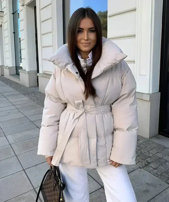 Image de Manteau Court Marron Femme Col Montant Hiver