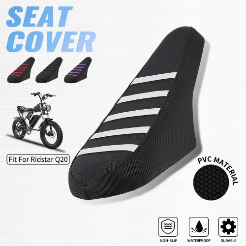 Imagen de Funda para asiento de motocicleta, impermeable, antideslizante, diseño de partículas de PVC para Ridstar Q20, bicicleta eléctrica, Scooter, accesorios para bicicleta