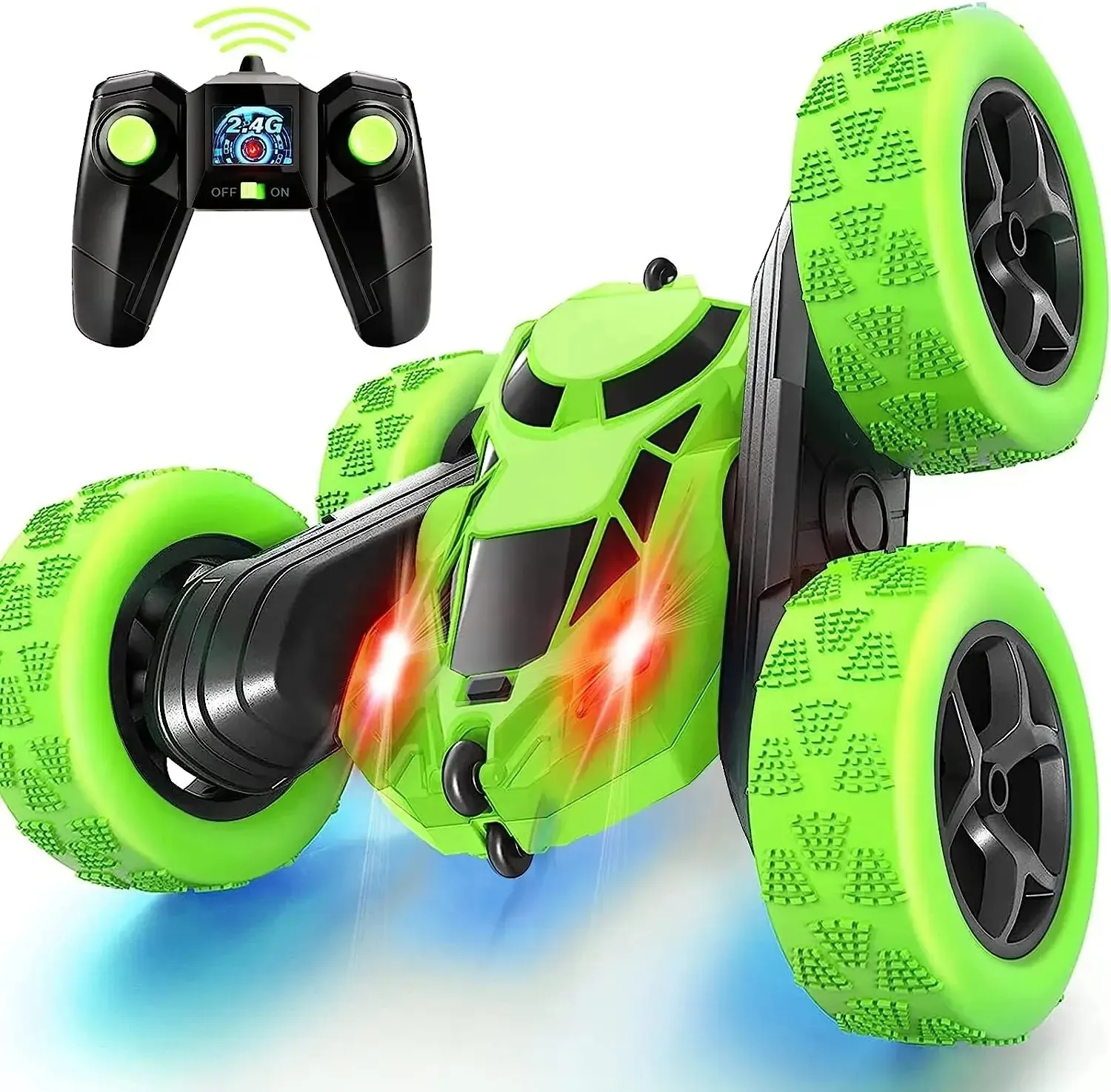 Image of RC Stunt Car with Double-Sided Flip Function, 2.4GHz Remote Control, 360-Degree Rotation, Off-Road Drift Vehicle – High-Speed RC Car for Kids and Adults