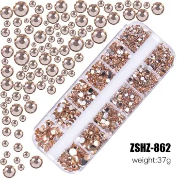 Image de Strass pour ongles cristal transparent 1-5-4mm, 12 compartiments