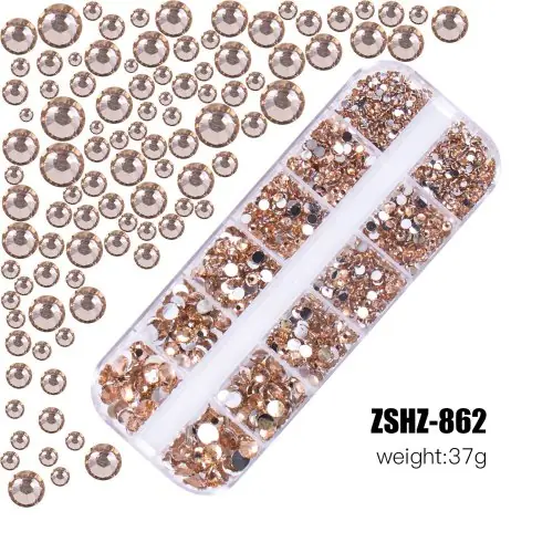 Image de Strass pour ongles cristal transparent 1-5-4mm, 12 compartiments