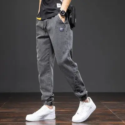 Image de Jeans Cargo Homme Streetwear Bleu Noir - Grande Taille