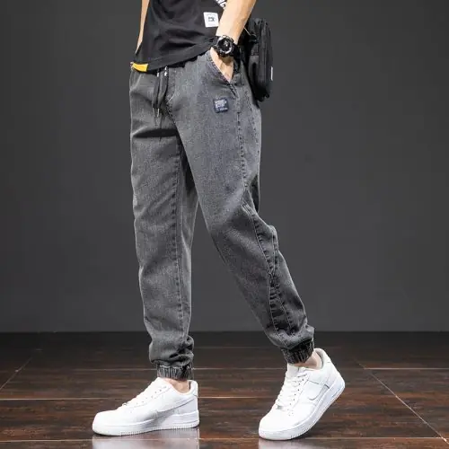 Image de Jeans Cargo Homme Streetwear Bleu Noir - Grande Taille