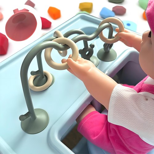 Imagen de Juguete de Silicona para Bebés con Cuentas Deslizantes y Rompecabezas Educativo – Juego de Escritorio para Aprendizaje Temprano y Actividades Sensoriales