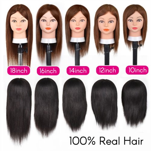 Bild von Schaufensterpuppenkopf mit 100% echtem Haar – 25-45 cm Länge, ideal für Styling-Übungen in Kosmetik und Friseur Ausbildung