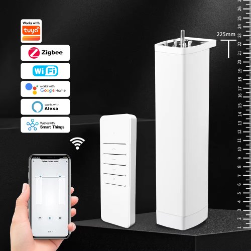 Zdjęcie Inteligentny elektryczny silnik żaluzji Tuya Wifi/Zigbee z pilotem RF Rozmiar 22,5 cm Sterowanie aplikacją Alexa Google Assistant SmartThings