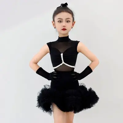 Image de Robe de Danse Latine pour Filles - Tutu Volants Sans Manches
