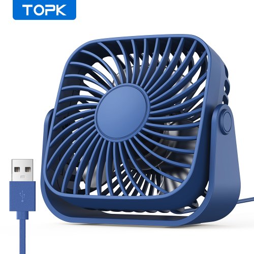 Immagine di TOPK Mini ventilatore portatile USB da 4 pollici per campeggio, ventilatore personale da tavolo sile...