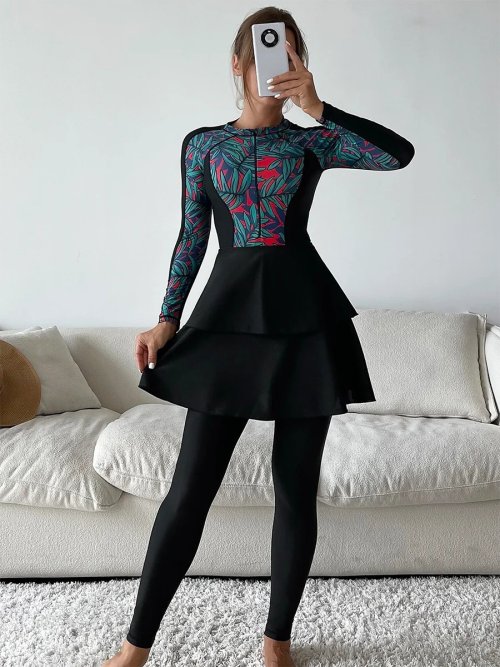 Imagen de Burkini Modesto con Estampado de Leopardo - 3 Piezas