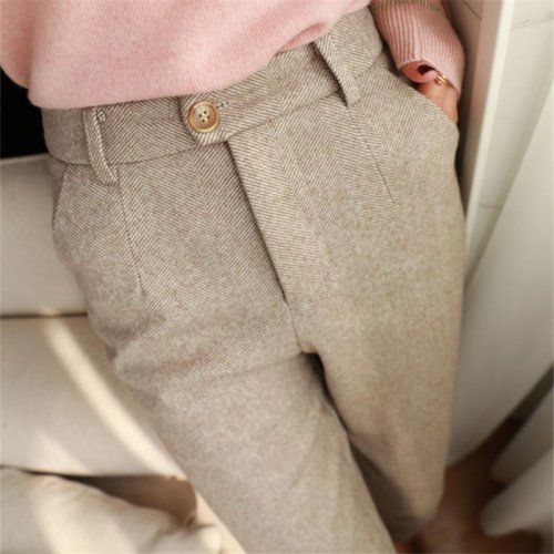 Immagine di Pantaloni da donna a vita alta Pantaloni da ufficio Harem da donna Pantaloni a matita Pantaloni alla...