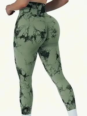 Image de Legging Yoga Femme Taille Haute - Teinture Tie-Dye Sans Couture