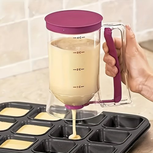 Image of Handheld 900ml Graduated Pastry Dough Dispenser with Precision Spout for Pancakes, Cupcakes, and Cake Baking