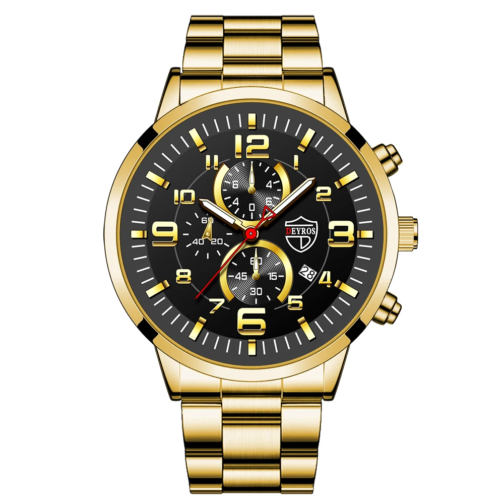 Immagine di Orologi da uomo Orologio al quarzo in acciaio inossidabile di lusso Orologio da polso sportivo con c...