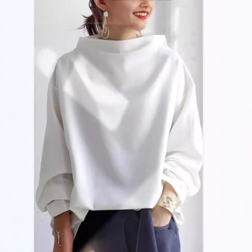 Afbeelding van Stijlvolle Zwarte Blouse met Hoge Hals – Herfst 2025