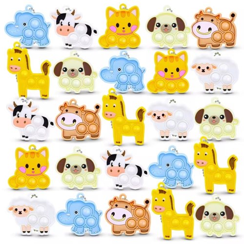 Afbeelding van 721 stuks Cartoon Dier Pop Sleutelhanger - Opknoping Stress Relief Speelgoed voor Kinderen, Verjaardagsfeestje Gunsten, Gastgift, Goodie Bag en Piñata Vuller