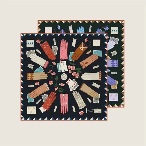 Image de Foulard en Soie Luxe - Double Imprimé, 90cm