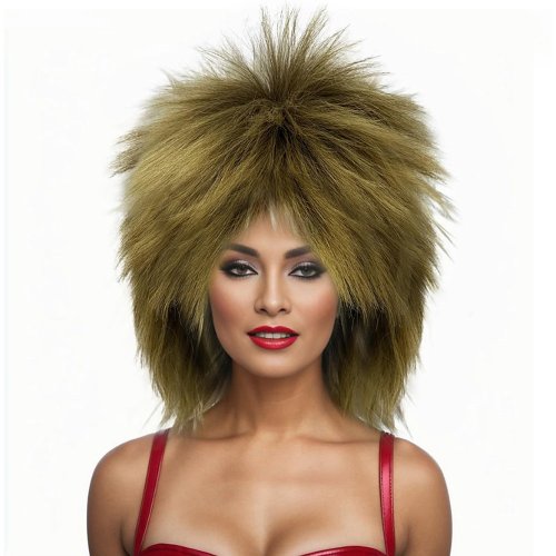 Bild von HAIRJOY Kunsthaar Damen Lockige Perücke Vokuhila Perücke 70er 80er Jahre Rocker Perücke Layered Perücke Cosplay Kostüm Perücken Damen Karneval Perücke