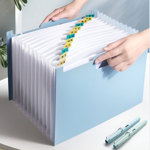 Immagine di Cartella Portadocumenti Espandibile A4 con 12 Tasche – Organizer Portatile di Grande Capacità per Ufficio, Scuola e Studio