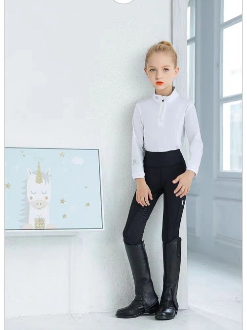 Imagen de Pantalones ecuestres de verano para niños, pantalones de montar a caballo tejidos de alta elasticidad para niños, silicona completa