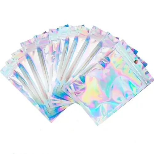 Image de Sacs Anti-Odeur Mylar Holographiques - Fermeture Éclair