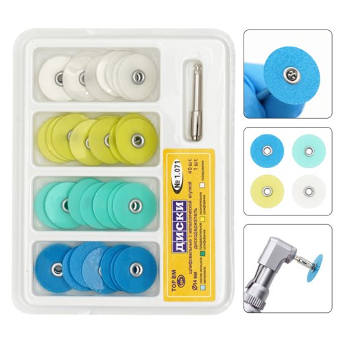 Imagen de Juego de 40 Discos de Pulido Dental con Mandril SoFlex y Vástago RA – Herramientas Profesionales para Blanqueamiento y Afilado de Dientes