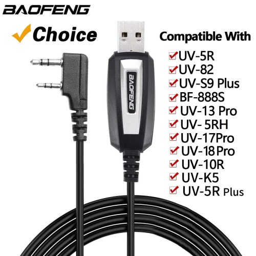 Afbeelding van Originele Baofeng USB Programmeerkabel met Driver CD voor UV-5R, BF-888S, 5RH, 82, UV-17, 21 Pro, Quansheng UV-K5, UV-K6 Walkie Talkie