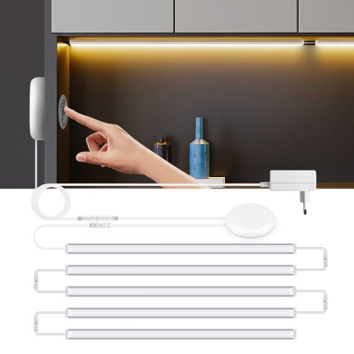 Image of Smart Under Cabinet LED Light Bar with Touch Sensor Dimmer – Linkable Strip Lighting for Kitchen Shelves and Cabinets