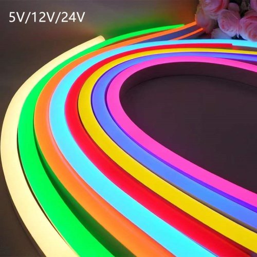 Immagine di 5V 12V 24V Led Neon Strip Light 6mm Corda stretta Nastro flessibile Tubo in silicone Bar Impermeabile FAI DA TE Segno Rosso Verde Blu Giallo Rosa Bianco