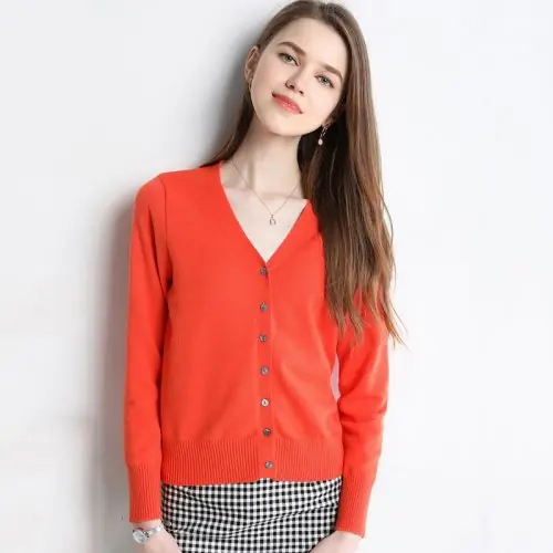 Image de Cardigan Femme Col V Tricoté Finalement Élégant