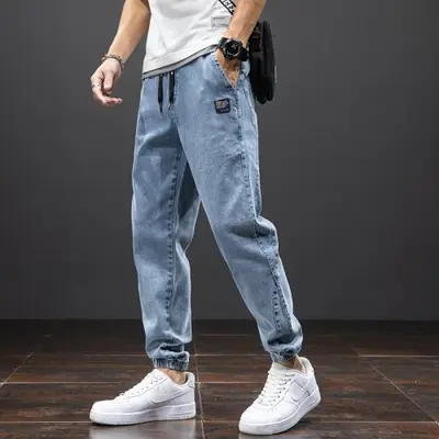 Jeans Cargo Homme Streetwear Bleu Noir - Grande Taille